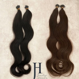 I-Tip ヘアエクステンション 18 インチ、1G/ストランド、ダークカラー #1、1B、2、4、6、100 ステッチ/パック、100% レミー人毛