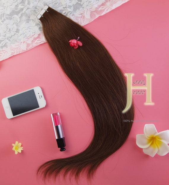 Color#6 (CHESTNUT BROWN), Tape-in Hair Extension, 22 Inches,Silky Straight, 100% Remy Human Hair, , 48pcs/pack, 120g/pack