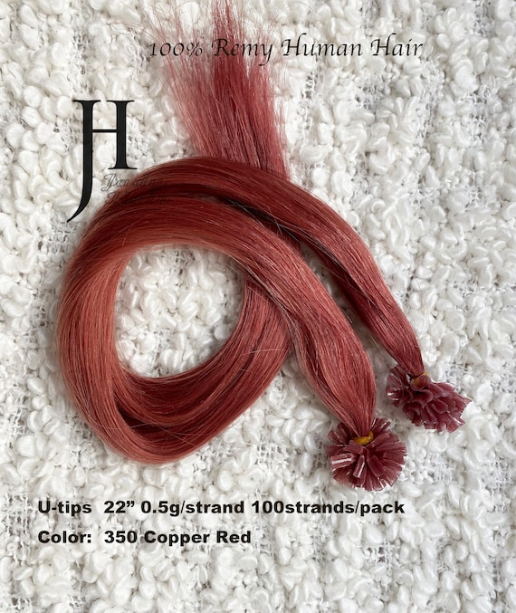 100% Human Hair, U-Tips 18" & 22", Red head Color 350 Copper Red, 0.5G/strand, 100Sts/pack Wavy and Straight