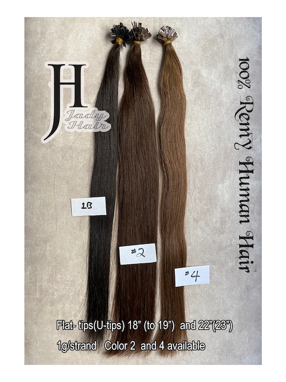 U-Tip(Flat tip) Hair Extension22",18",100%  Human Hair, Dark Colors:#1，1B, 2，4 ， 6，and 12 ,100strands/pack, 1g/strand