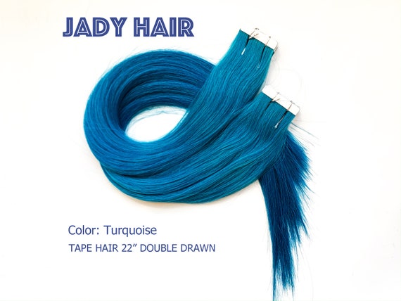 Turquoise Color Tape Hair 22"(ACTUAL TO 23"), 100% Virgin Remy Hair, 40pcs/pack