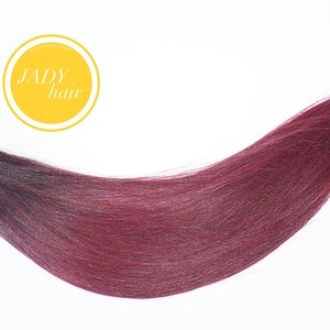 I-Tip ヘアエクステンション 18 インチ (実際は 19 インチ)、ダブルドローイング 100% レミーヘア オンブルカラー 1B-99J (オフブラックからバーガンディ)、100 ステッチ/パック、1g/ステッチ
