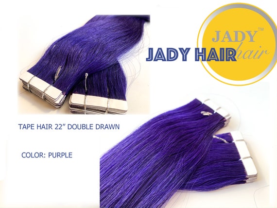 Tape Hair Extension 22"(ACTUAL TO 23"), 100% Virgin Remy Hair, color: Purple 40pcs/pack,