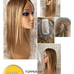 100% Remy Human hair Topper 14, hand Injected Silk Top, base size6.5X5. Undetectable and Invisible. various colors Ombre 4-27