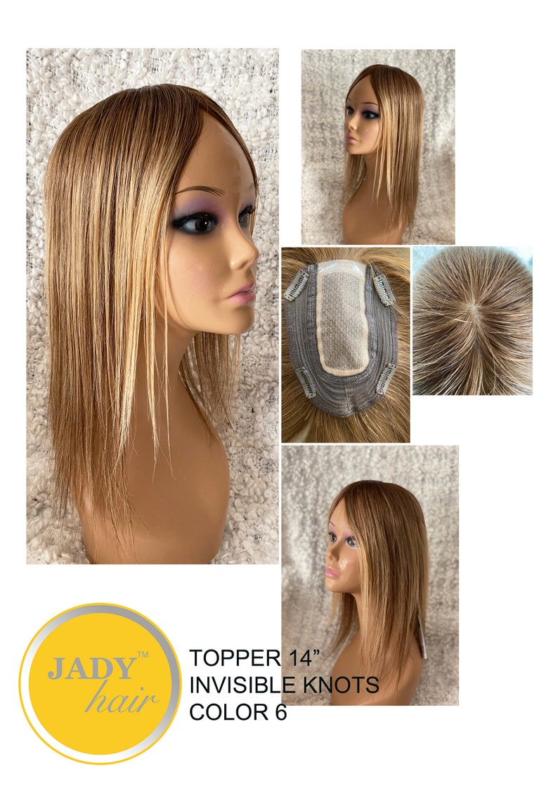 100% Remy Human hair Topper 14, hand Injected Silk Top, base size6.5X5. Undetectable and Invisible. various colors Ombre 4-27