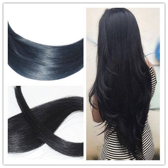 Tape in Hair Extension, 18"(actual to 19"), Double Drawn, Straight, 100% Virgin Remy Human Hair, #1 Jet Black, 20pcs/pack, 50g/pack