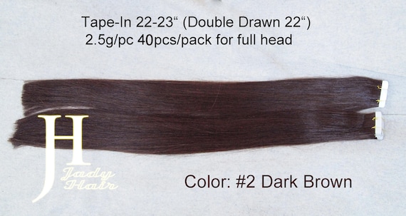 Tape in Hair Extensions,Double Drawn 22"(full length to 23"),Straight,100% Remy Hair,Color #2(dark brown),40PCS/pack,100G/pack