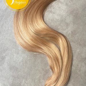 I-Tip ヘアエクステンション 18 インチ、1G/ストランド カラー P27/613 ハイライト ウォームブロンド 100 ステッチ/パック ウェーブとストレート
