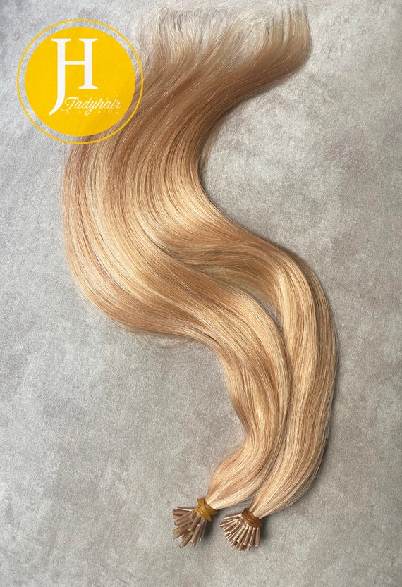 I-Tip Hair Extension 18", 1G/strand  Color P27/613  Highlighted Warm Blonde 100Sts/pack Wavy and Straight