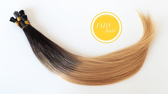 I-Tip Hair Extension 18"-19",Double Drawn 100% Remy human Hair, Ombre Color2-17(Natural black to Ash blonde), 100 Strands/pack, 1g/st