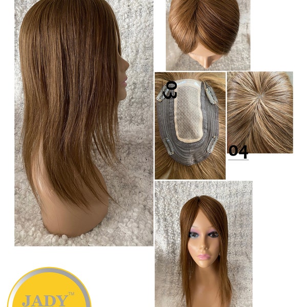100% Remy Human hair Topper 14", hand Injected Silk Top, base size6.5X5". Undetectable and Invisible. various colors