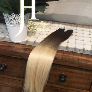 テープインヘアエクステンション、22インチ、100%レミー人毛、オンブルカラー#4-613チョコレートブラウングラデーションからゴールデンブロンド、48個/パック、120g/パック