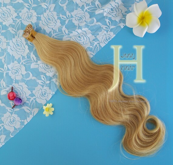 I-Tip Hair Extension,22",Body Wave, 100% Remy Human Hair,  Color 22 Sunny Blonde and color 24 Sandy blonde, 120 strands/ pack, 1g/strand