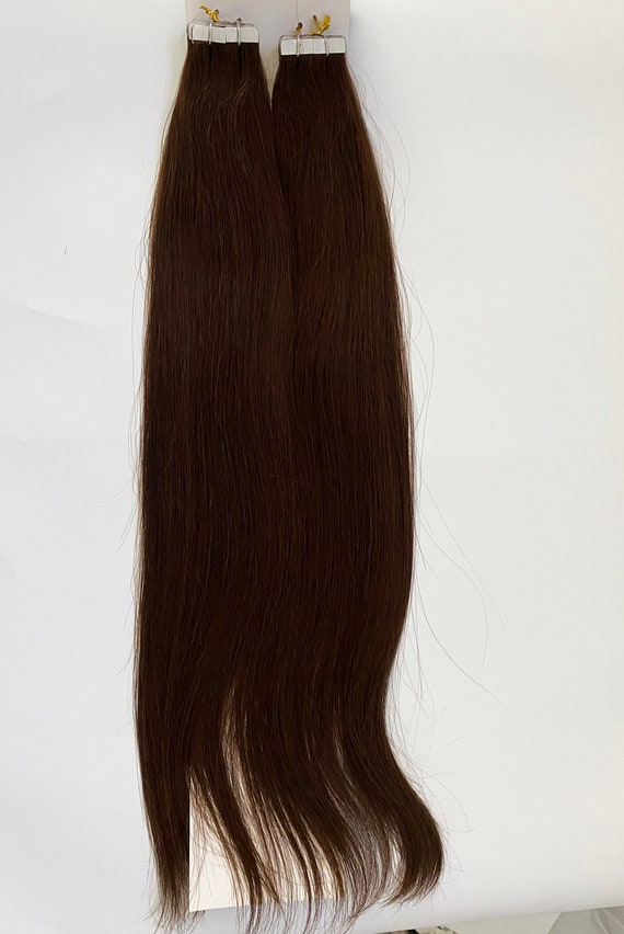 Tape in Hair Extension, 22",Silky Straight, 100% Remy Human Hair, #4 Chocolate Brown, 48pc/pack, with extra 10pcs free