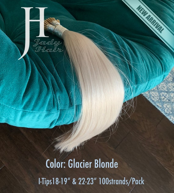 I-Tip Hair Extension, Double Drawn 18"(actual to 19") and 22“(actual to 23") , 100% Remy Human Hair, Glacier Blonde,100 st./ pack, 1g/strand