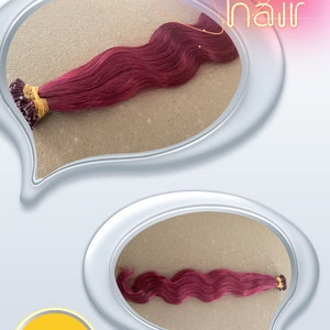 I-Tip ヘアエクステンション、22 インチ、ボディウェーブ、100% バージン レミー ヒューマンヘア、カラー #99J、120 ストランド/パック、1g/ストランド