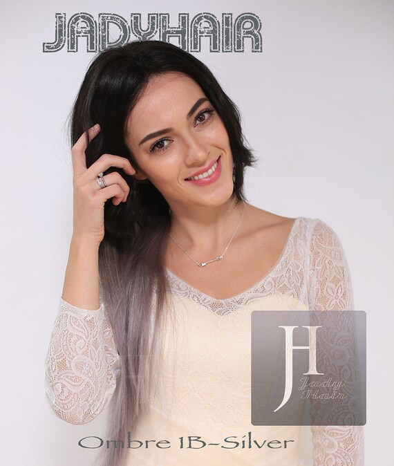 Tape Hair Extension 22"(ACTUAL TO 23"), 100% Virgin Remy Hair, Ombre color: 1B-Silver , 20pcs/pack,