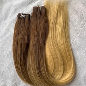 テープインヘアエクステンション、22インチ、100%レミー人毛、オンブルカラー#12-613ライトブラウングラデーションからゴールデンブロンド、48個/パック、120g/パック