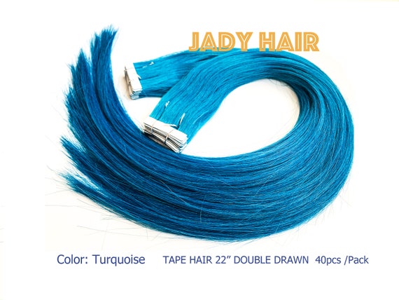 Tape Hair Extension 22"(ACTUAL TO 23"), 100% Virgin Remy Hair, color: Turqipose 40pcs/pack,