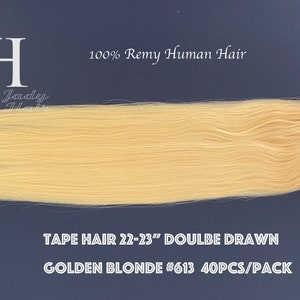 テープインヘアエクステンション、22インチ、シルキーストレート、100%バージンレミー人毛、カラー#613、ゴールデンブロンド、40個/パック、100g/パック