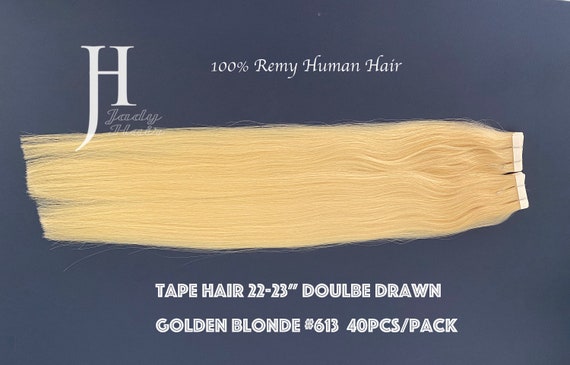 Tape in Hair Extension,22 Inches,Silky Straight, 100% Virgin Remy Human Hair,  Color #613, Golden BLONDE, 40pcs/pack, 100g/pack