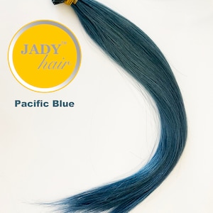 新色: パシフィックブルー、I-Tips ヘアエクステンション 18 インチ (19 インチまで)、100% 人毛、100 束/パック、0.5g/束