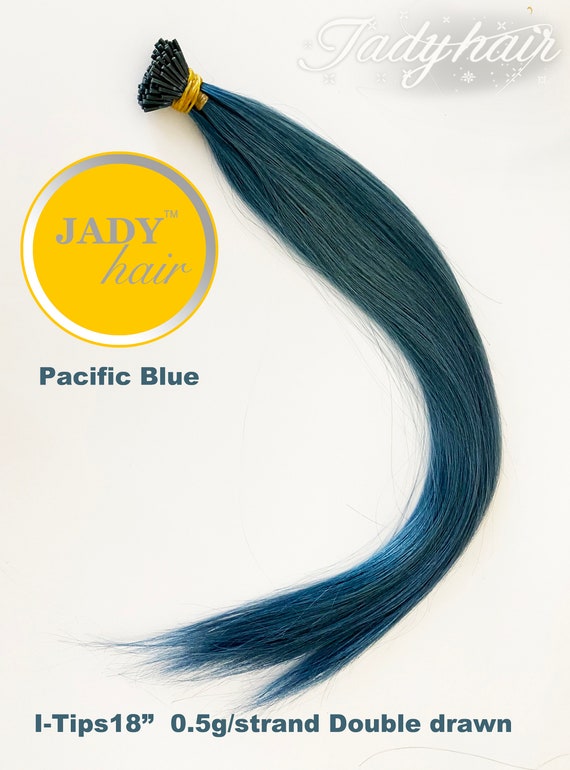 New color: the Pacific Blue, I-Tips Hair Extension 18"(To 19"),100% Human Hair, 100 str./ pack, 0.5g/strand