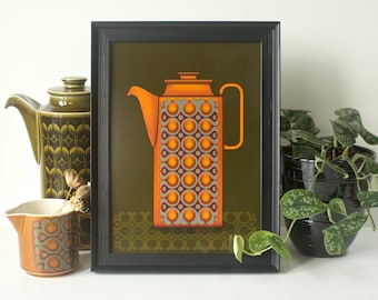 Hornsea Bronte – Kaffeekannendruck – Mid-Century Modern A4 Art
