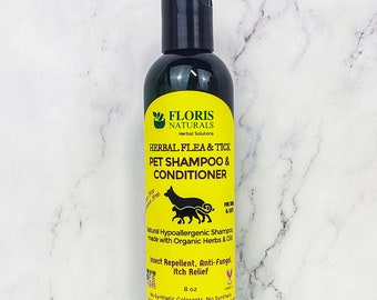 Flea & Tick Shampoo, Natural Flea Shampoo, Organic Flea Repellent, Bug Repellent for Dogs and Cats, Itch Relief Shampoo, Chemical Free