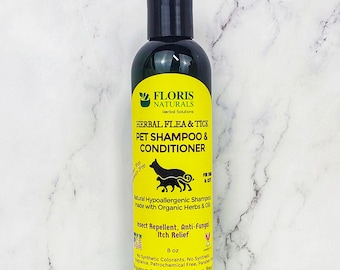 Natural Flea & Tick Shampoo - Dogs and Cats Flea Treatment, Organic Flea Repellent, Natural Flea Shampoo, Natural Dog Shampoo, Itch Relief