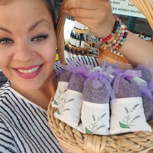 Lavender Sachets - French Lavender Buds Organic Air Freshener Calming Relaxing Natural Moth Repellent Deodorizer Car Drawers Purse