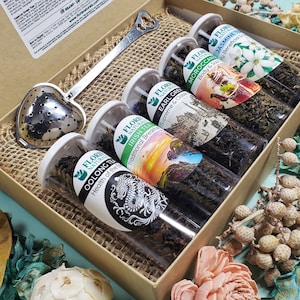 Loose Leaf Tea Gift Box - World Tea Box, Organic Tea, Tea Sampler Gift Set, Tea Lover Gift, Tea Gift Set, Gift for mom, FREE Tea Strainer