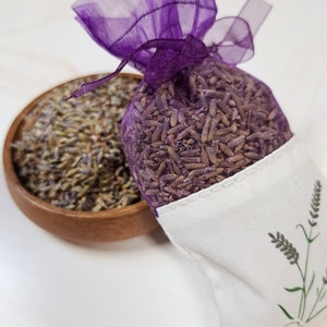 Lavender Sachets French Lavender Buds Organic Air Freshener Calming Relaxing Natural Moth Repellent Deodorizer Car Drawers Purse image 4