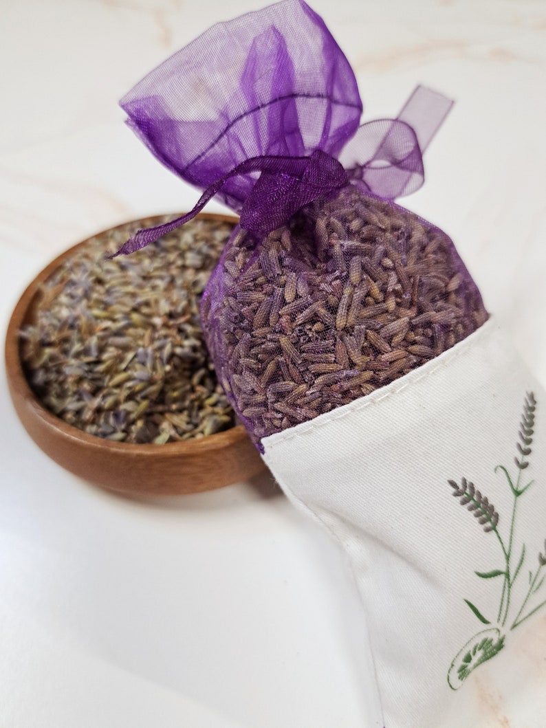 Lavender Sachets French Lavender Buds Organic Air Freshener Calming Relaxing Natural Moth Repellent Deodorizer Car Drawers Purse image 4