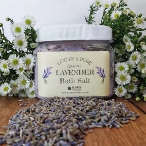 Lavender Bath Salt - Epsom Salt, Organic Himalayan Salt, French Lavender, Natural Bath Soak Essential Oils Anti Inflammatory, Relaxation