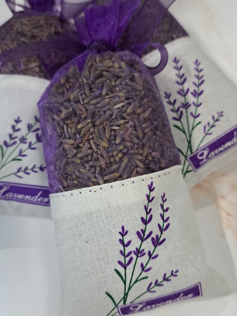 Lavender Sachets French Lavender Buds Organic Air Freshener Calming Relaxing Natural Moth Repellent Deodorizer Car Drawers Purse image 3