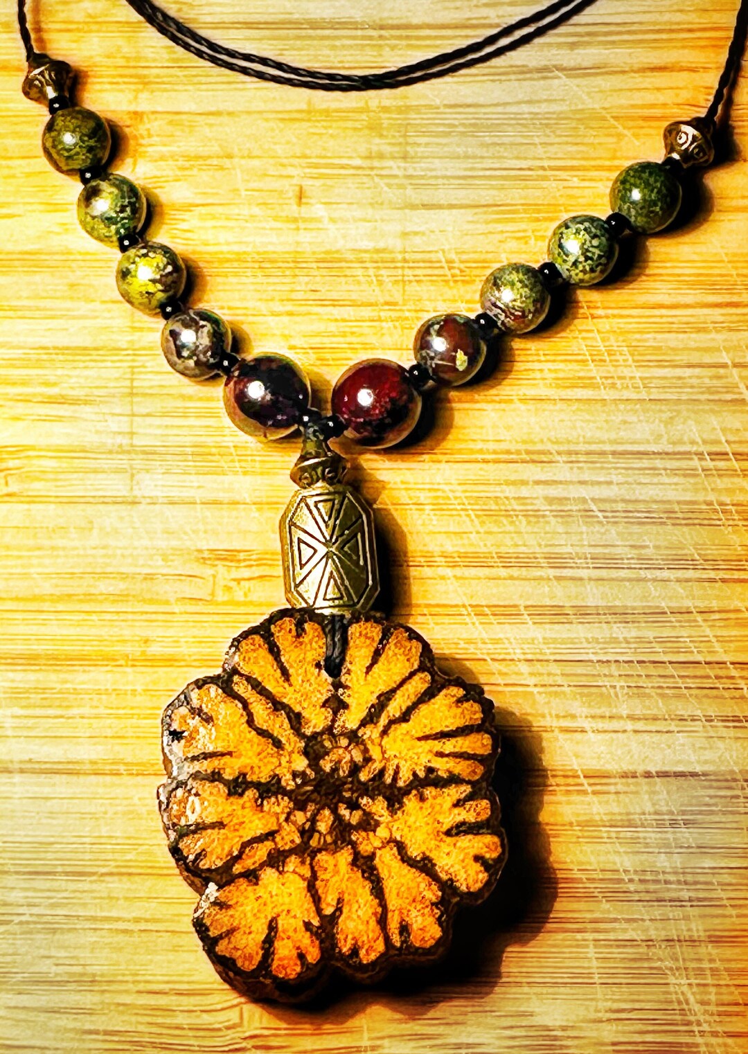 Shipibo Ayahuasca Ritual Necklace Talisman | Red Garnet Stone | Dragon ...