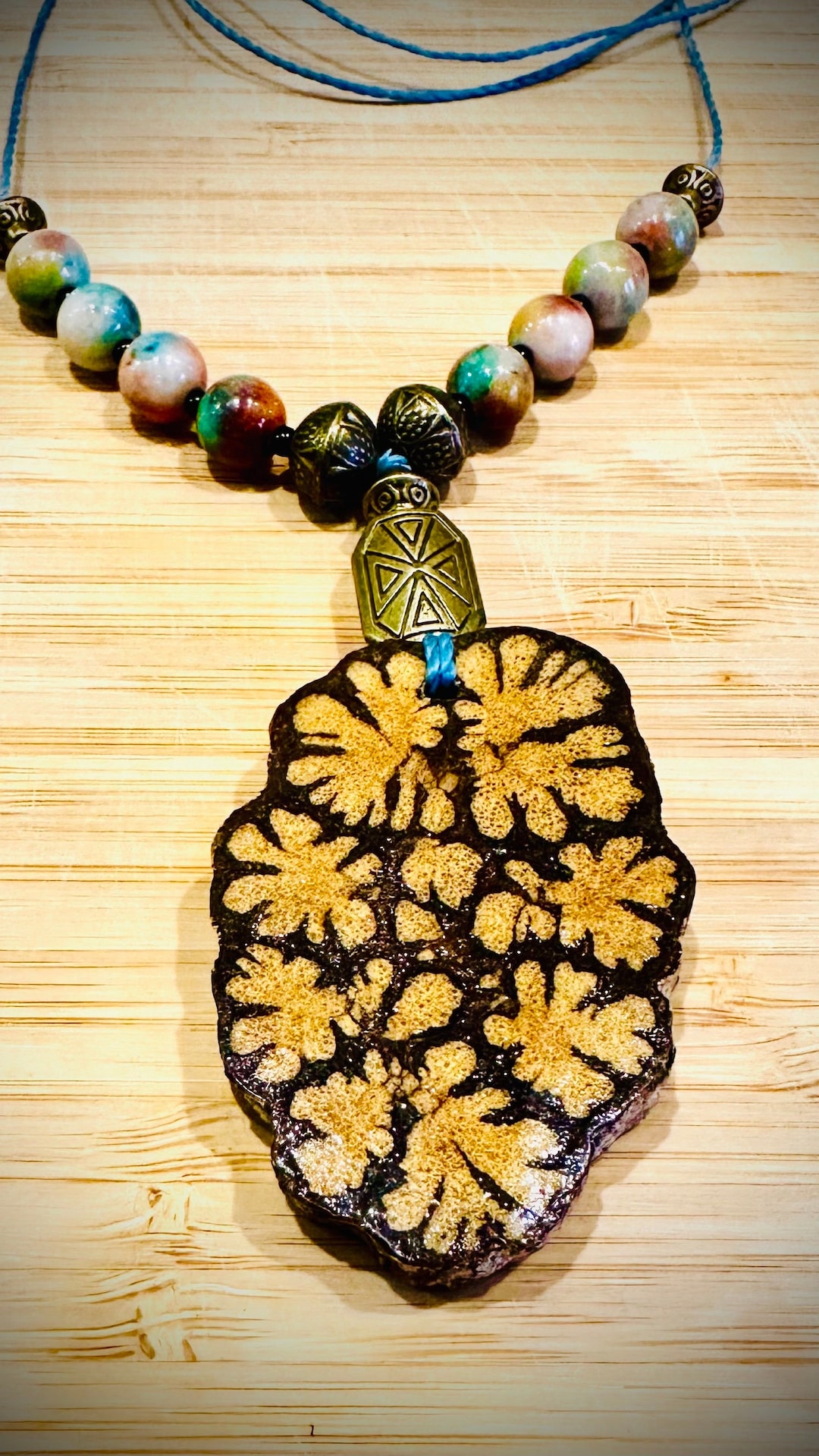 Shipibo Ayahuasca Ritual Necklace Talisman | With Rainbow Jade Stone ...