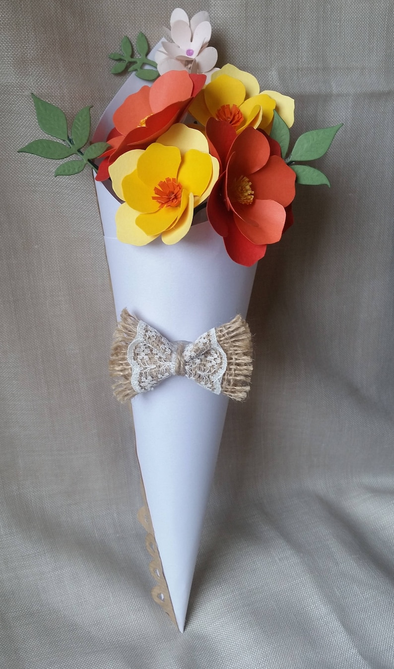 Paper flowers in conemini bouquet Etsy