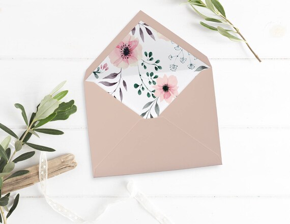 wedding envelope liner template boho envelope insert floral etsy envelope insert