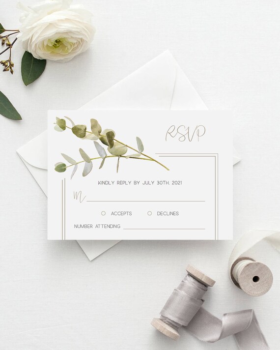 Greenery Wedding Response Cards Eucalyptus Wedding Invitation Etsy