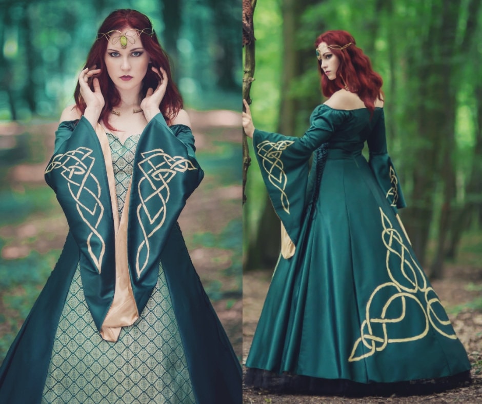 Green hot sale elven dress