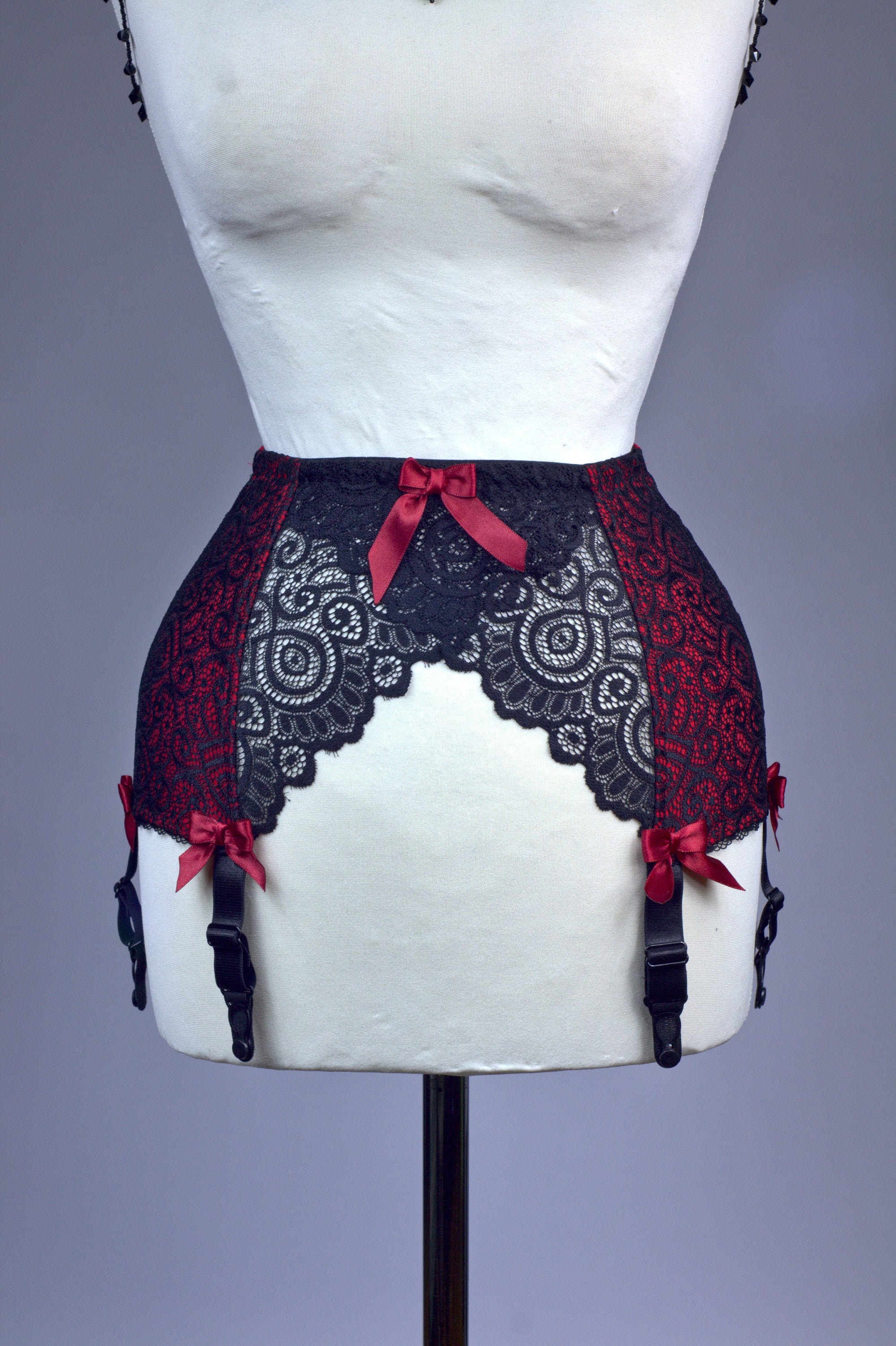 READY TO WEAR garter belt red and black lace suspender 6 Etsy
