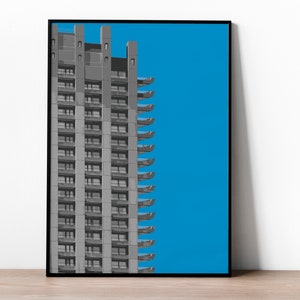 Barbican Tower Brutalist Art Print | Blue A3 | London Brutalist Architecture