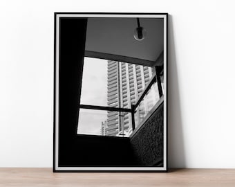 A3 Barbican Estate Abstract Wall Print | London Brutalist Architecture | Black & White