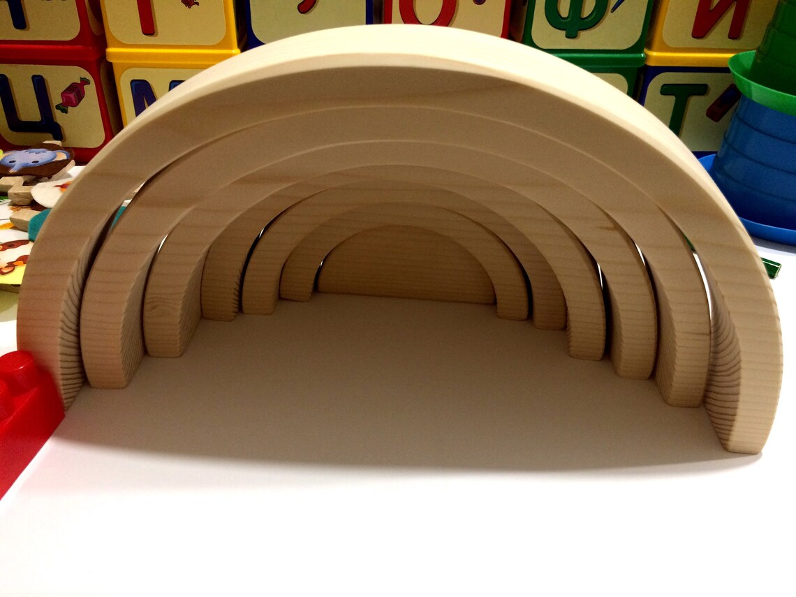 Wooden Rainbow Wooden Toy Rainbow Stacking Toy Waldorf Etsy