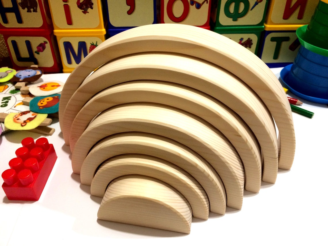 Wooden Rainbow Wooden Toy Rainbow Stacking Toy Waldorf Etsy
