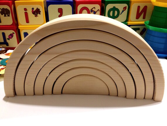 rainbow wooden stacking toy