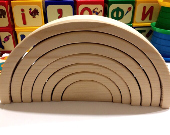 Wooden Rainbow Wooden Toy Rainbow Stacking Toy Waldorf Etsy