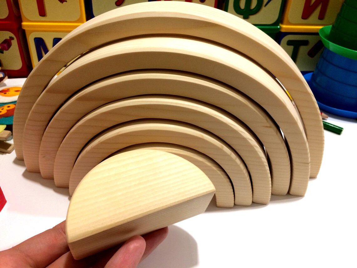 Wooden Rainbow Wooden Toy Rainbow Stacking Toy Waldorf Etsy